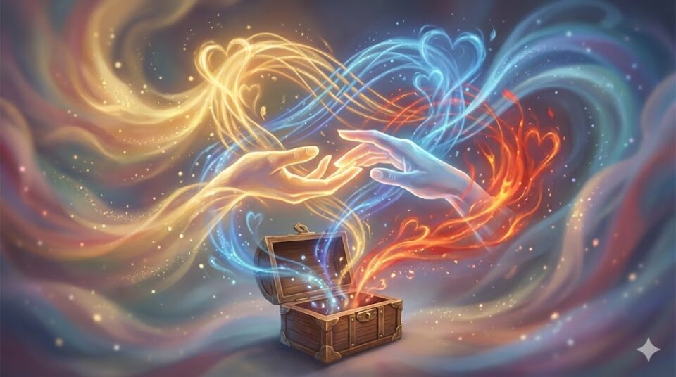 推しの夢の意味 感情・行動別 挿入画像。開かれたアンティークな木箱