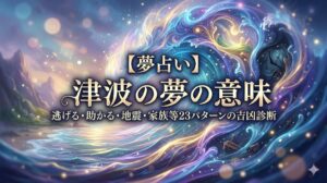夢占い 津波の夢の意味 逃げる 助かる 地震 家族 吉凶診断の幻想的なアイキャッチ画像
