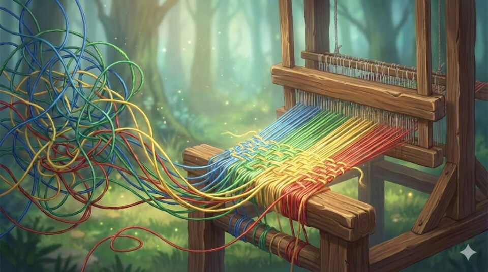 復縁する夢 相手別 友人 他人を象徴する、絡まった色の糸が機織り機で美しく織り直される