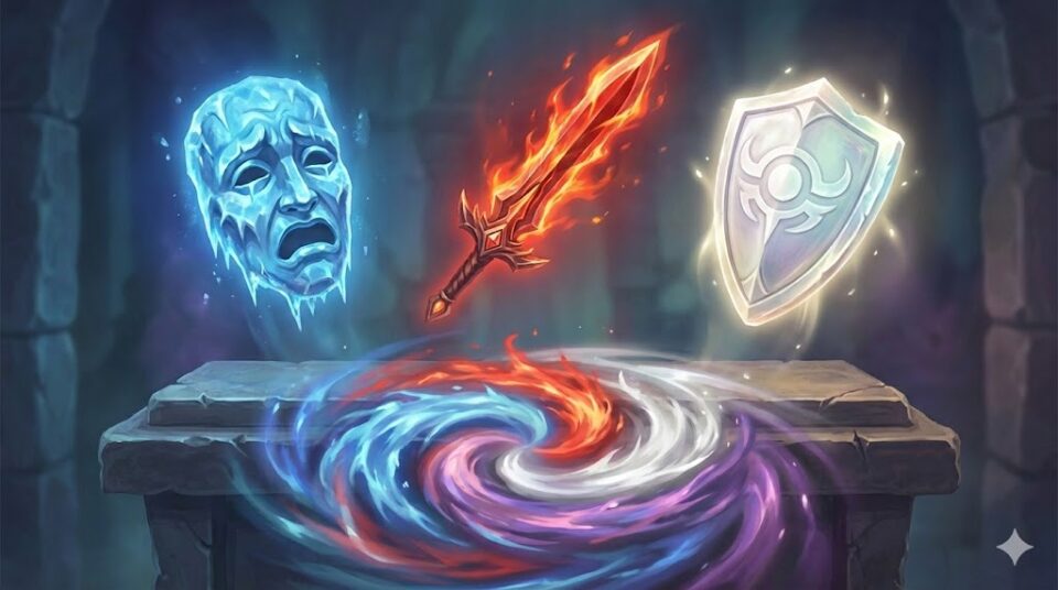 泥棒と鉢合わせたときの反応を象徴する挿絵。恐怖を示す青い氷の仮面