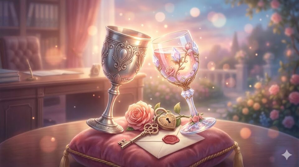 夢占い 上司の夢 恋愛 プライベート 乾杯するグラスと鍵のイラスト