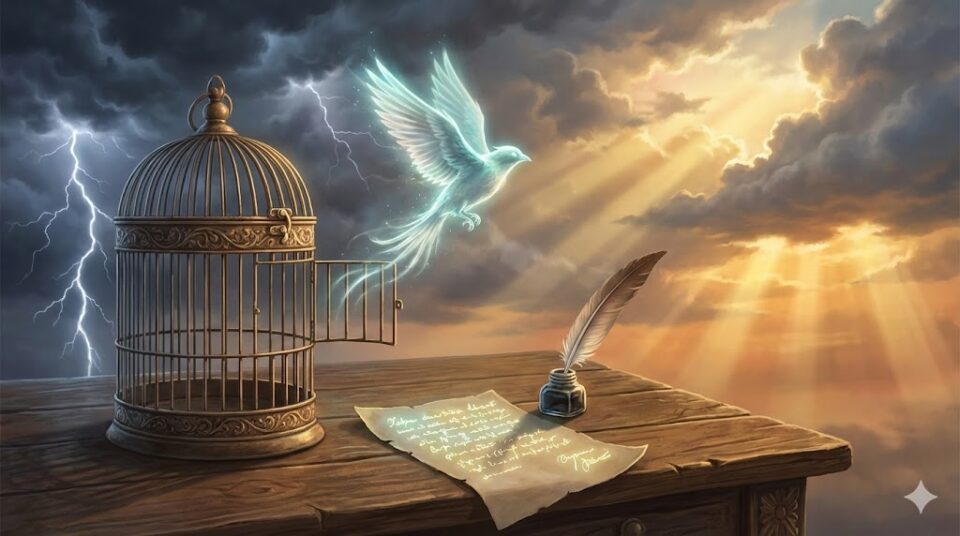 離婚する夢の意味 感情・行動別 挿入画像。嵐と光が混在する空