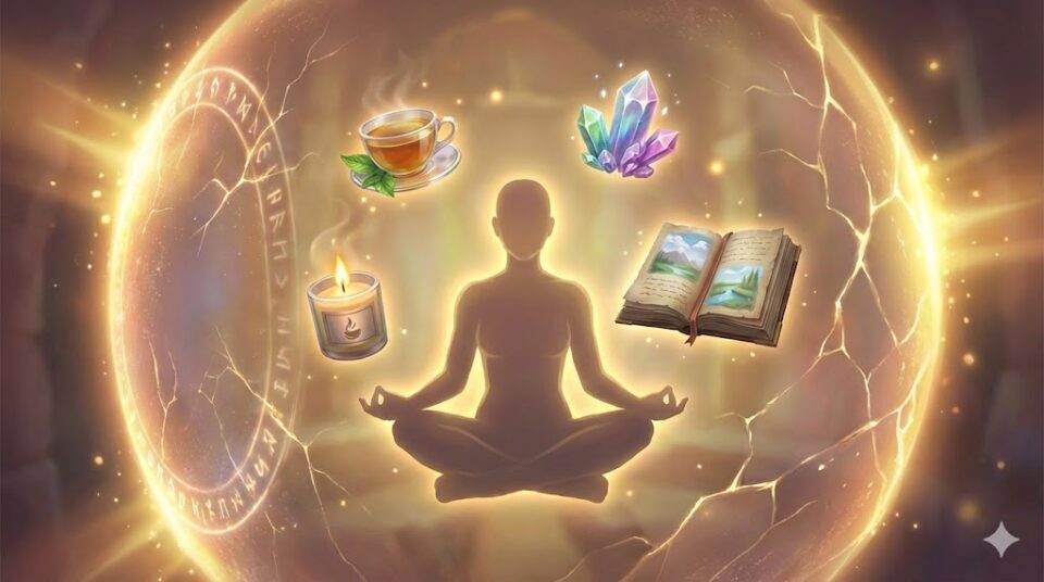 泥棒と鉢合わせる夢の後の対処法を象徴する挿絵。修復された魔法の結界