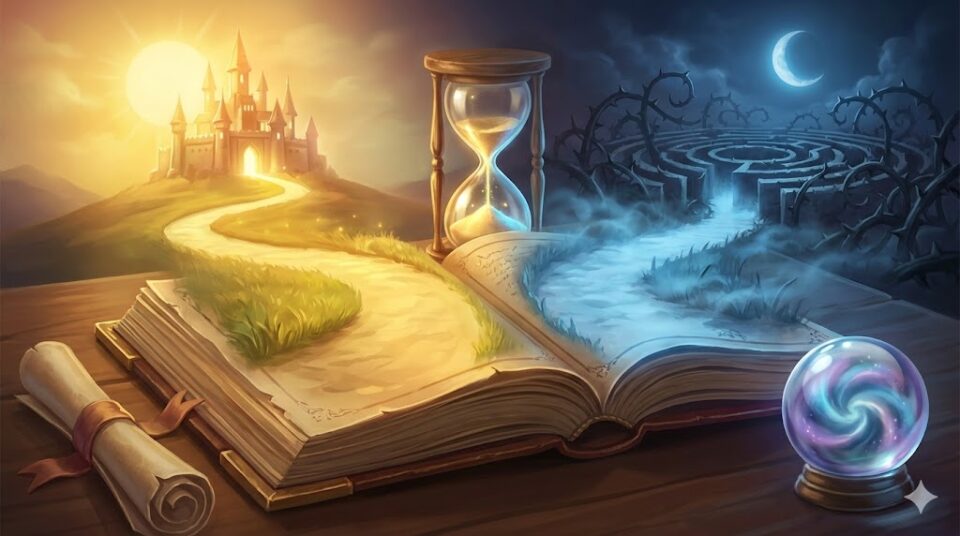 推しの夢の意味 結末別 挿入画像。開かれた魔法の本