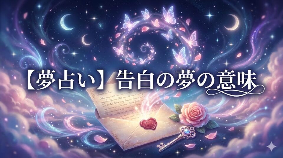夢占い 告白の夢の意味 幻想的な手紙と鍵、蝶のイラスト