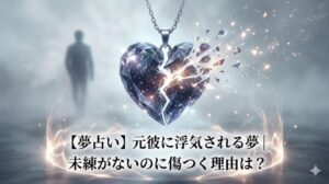 夢占い】元彼に浮気される夢|未練がないのに傷つく理由は? アイキャッチ画像 壊れたハートのペンダント