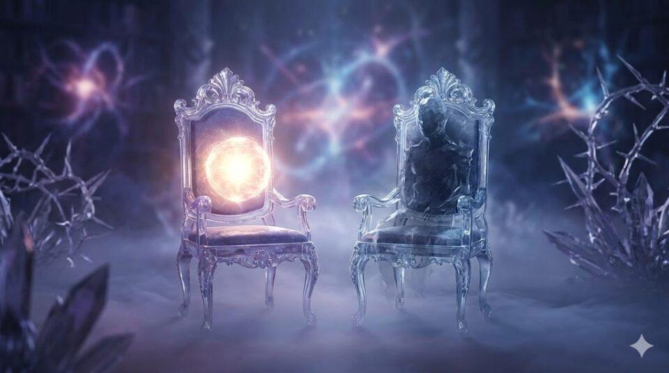 好きな人の「隣に別の人がいる状況」が象徴する疎外感を描いた幻想的なイラスト