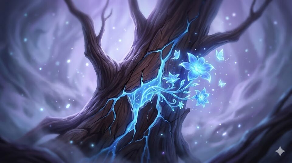 彼氏が死ぬ夢が象徴する「関係の再生」と見えない不安を描いた、幻想的なデジタルアート。