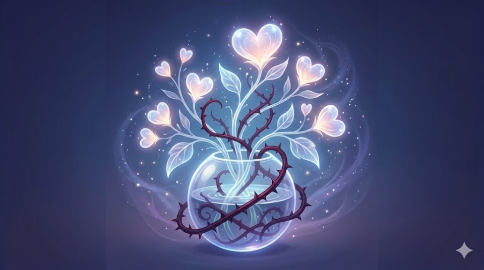 彼氏に怒る夢 不満 愛情 裏返し 幻想的なデジタルアート。美しい光る花がガラスの球体