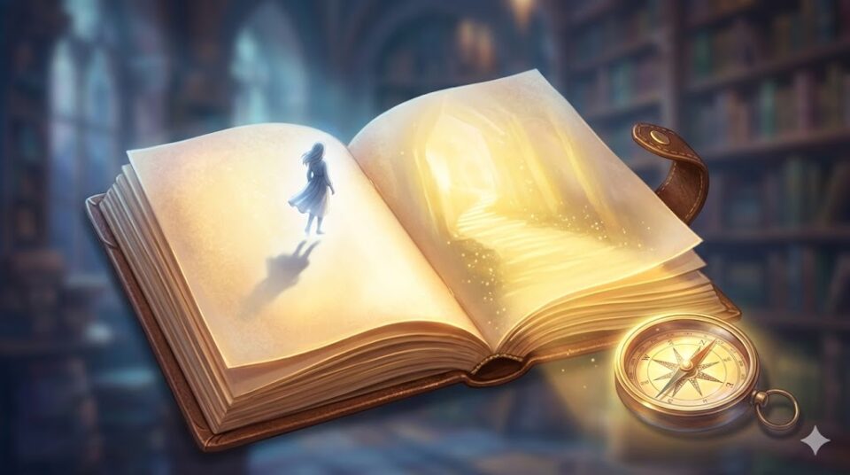 夢の結末から現状を紐解く様子を表現した、光り輝く旅の地図