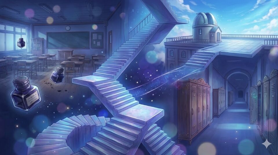 学校の夢占い 場所と状況 幻想的なトワイライトに浮かぶ、教室、廊下、屋上