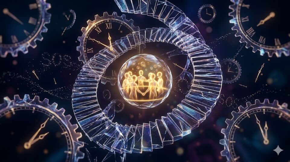 夢を何度も繰り返す潜在意識のSOSを描いた幻想的なイラスト