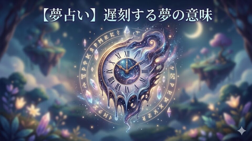 【夢占い】遅刻する夢の意味 魔法の光に包まれた幻想的な時計と夢の渦