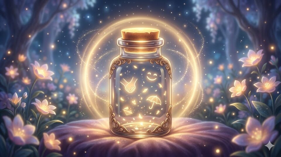 夢占い好きな人が不機嫌を示す魔法の光に包まれた古びた日記帳