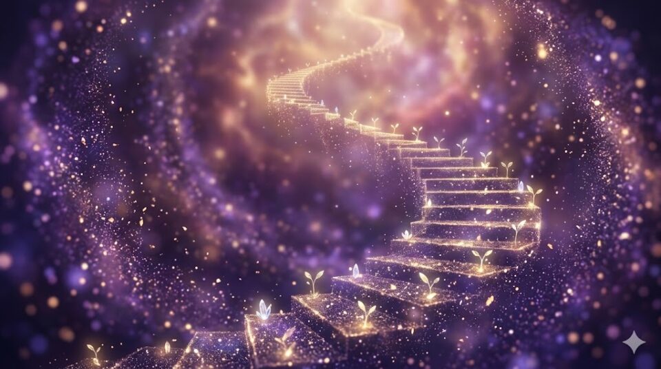 夢占い 繰り返し見る夢を象徴する無限の階段と光の種